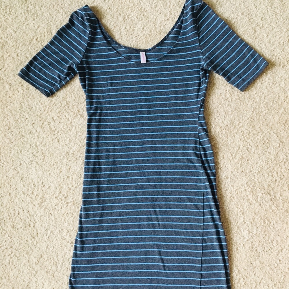 Xhilaration Blue and Black Striped Dress